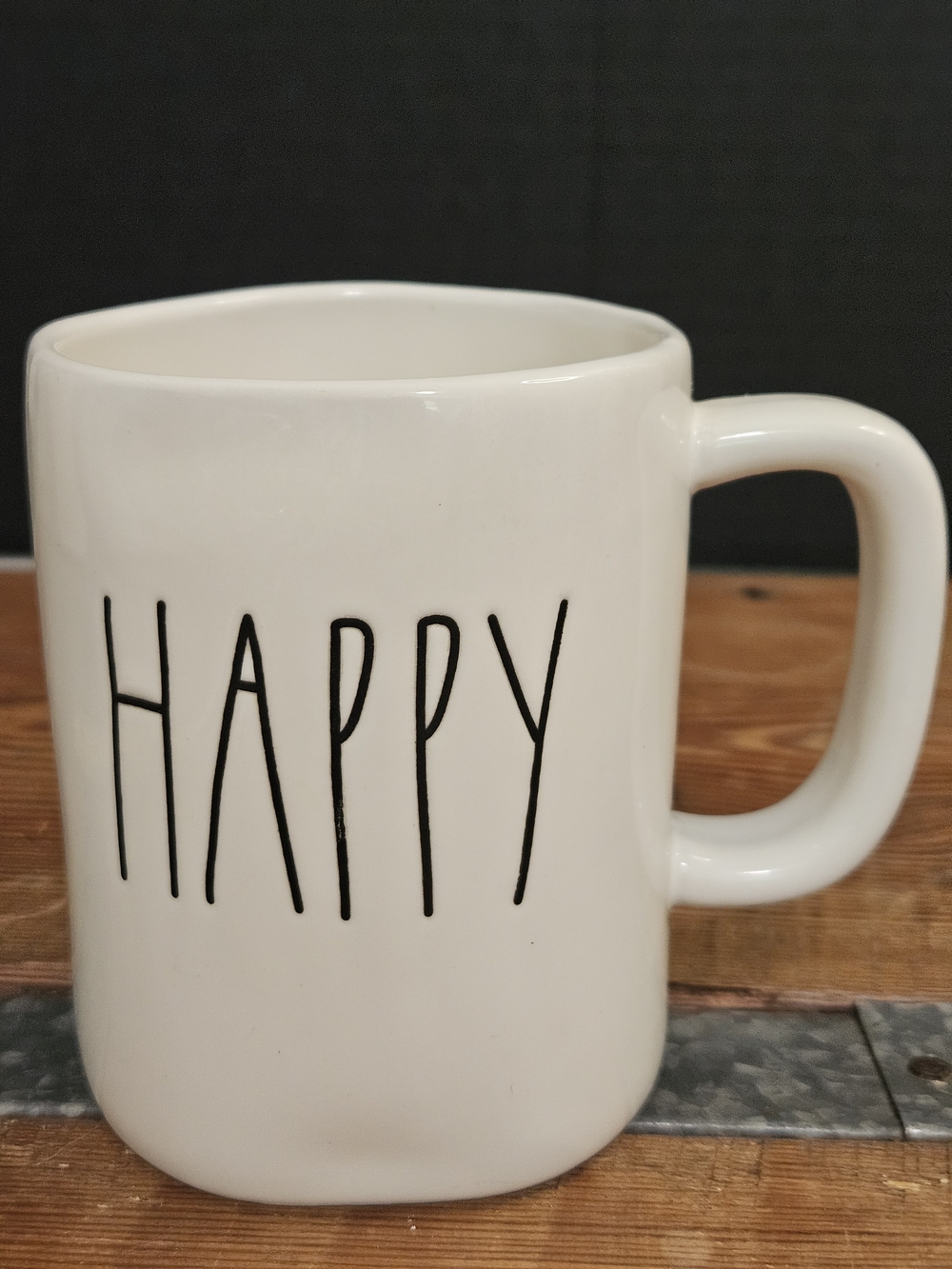 Rae Dunn White "HAPPY" Ceramic Coffee Mug